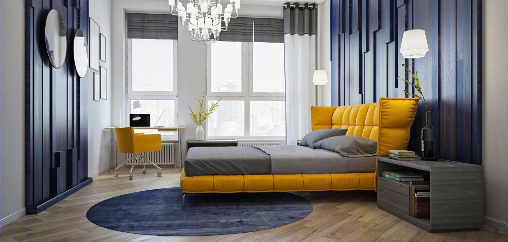奢雅家居典范 | blue&yellow 午夜蓝++ 黄色空间设计-6