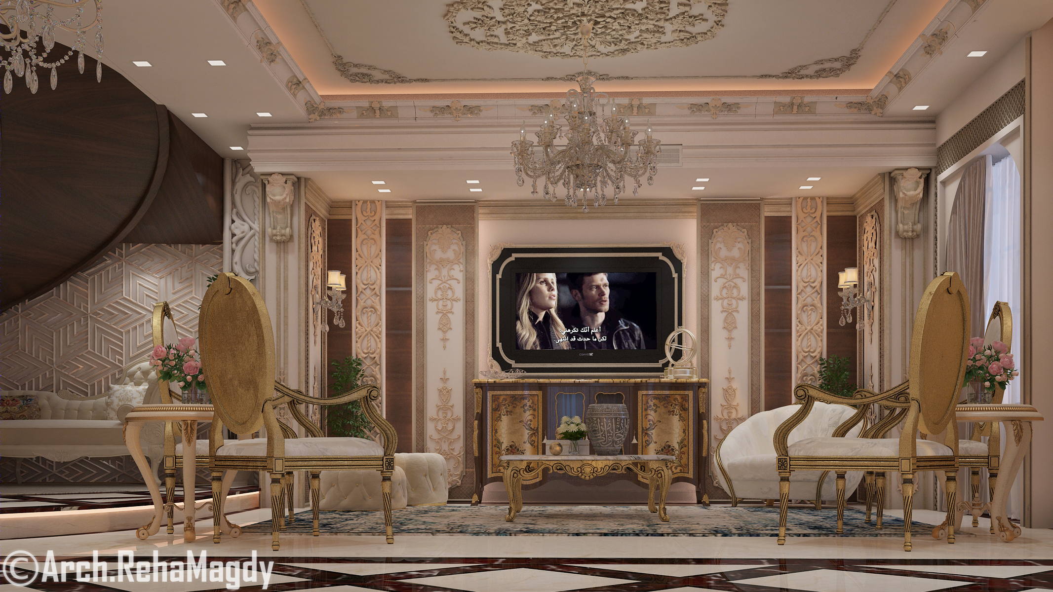 法式经典别墅接待厅-20