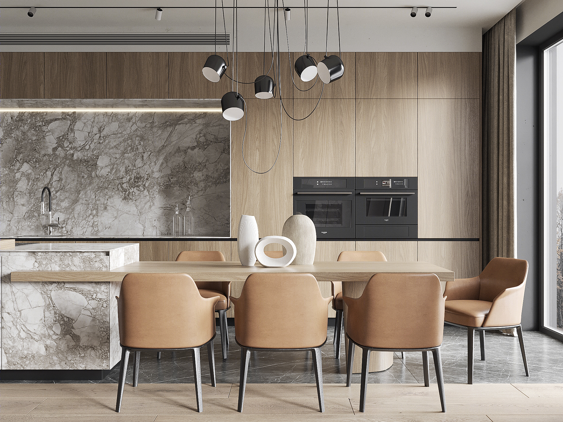 大理石与实木的完美结合！-3