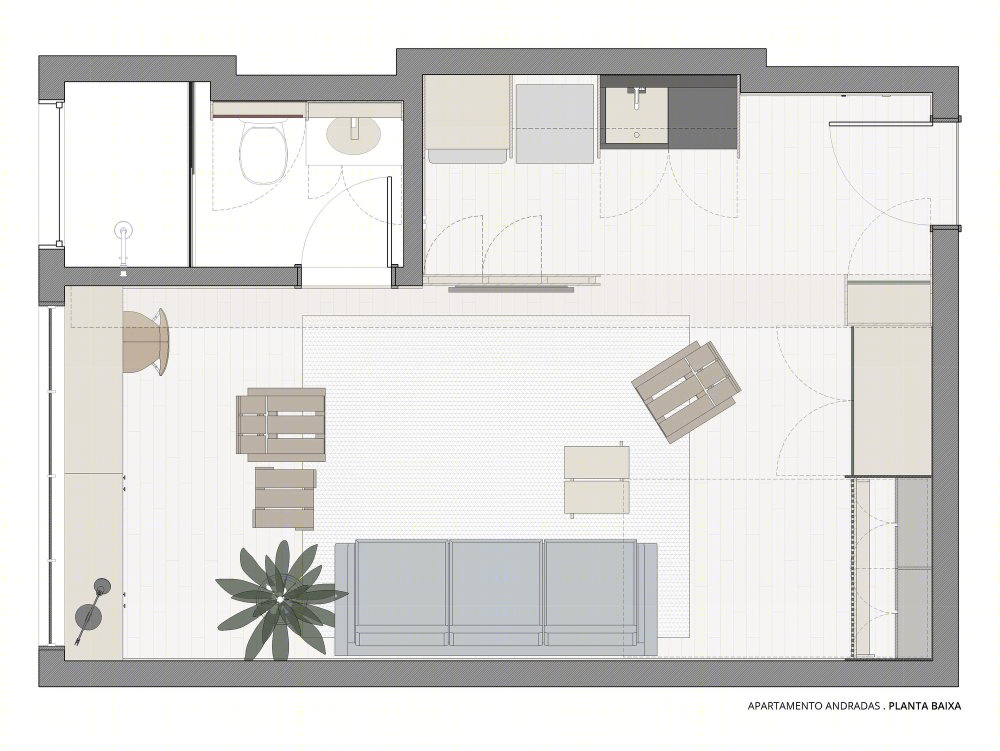 巴西小公寓极致利用,历史建筑中的现代简约生活-33