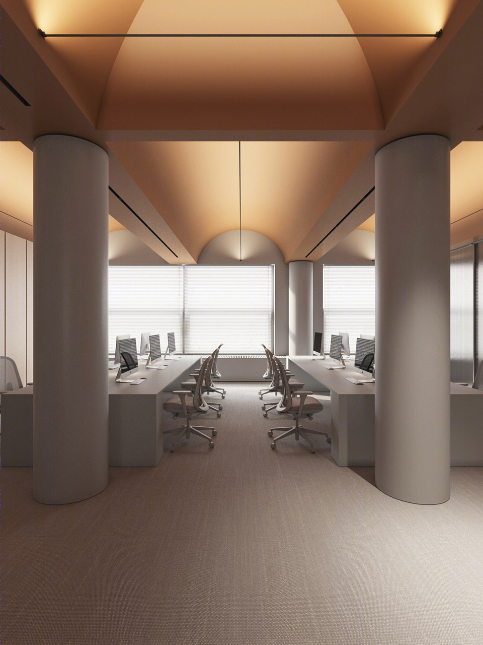 维尔纽斯 Konika Minolta 办公室 | 宁静色彩与拱形天花板的和谐空间-3