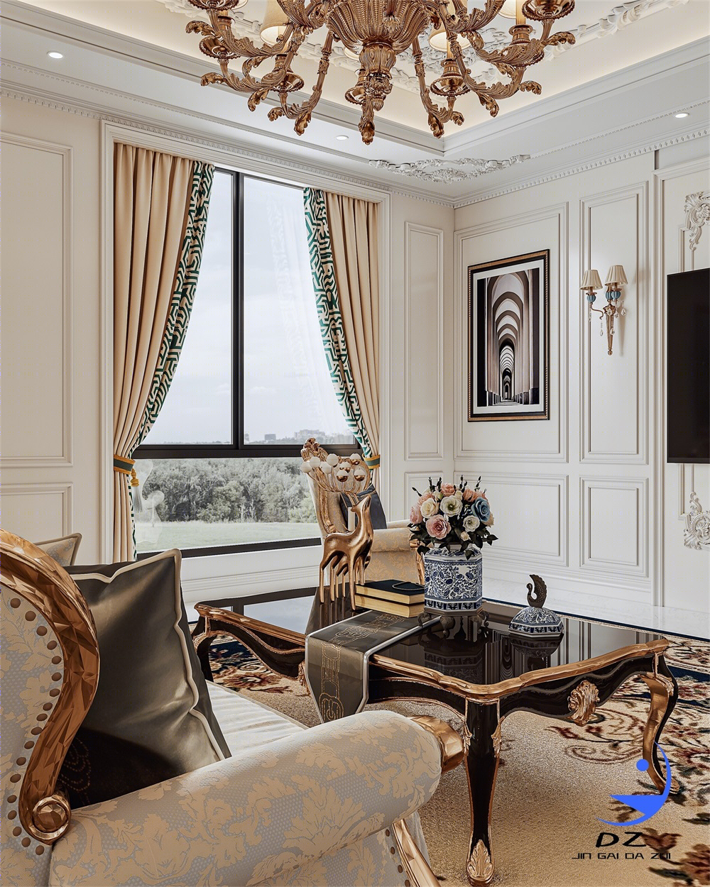 法式宫廷挑空设计效果图欣赏丨金该大嘴团队-4