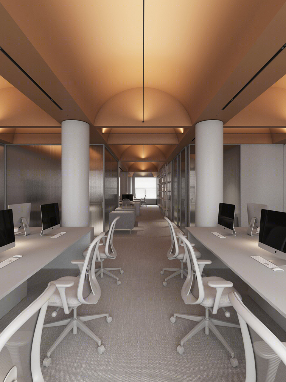 维尔纽斯 Konika Minolta 办公室 | 宁静色彩与拱形天花板的和谐空间-7