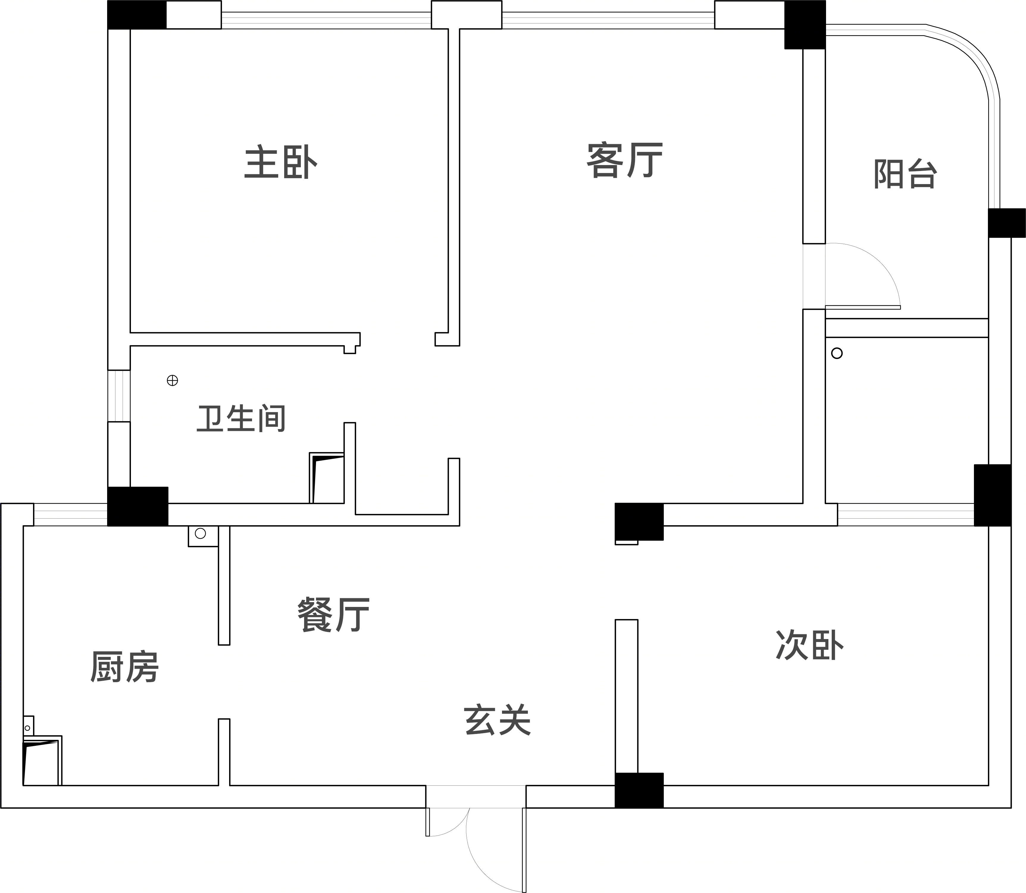 90㎡北欧风小家，弧形元素调整光线，实用收纳与美观兼具-1