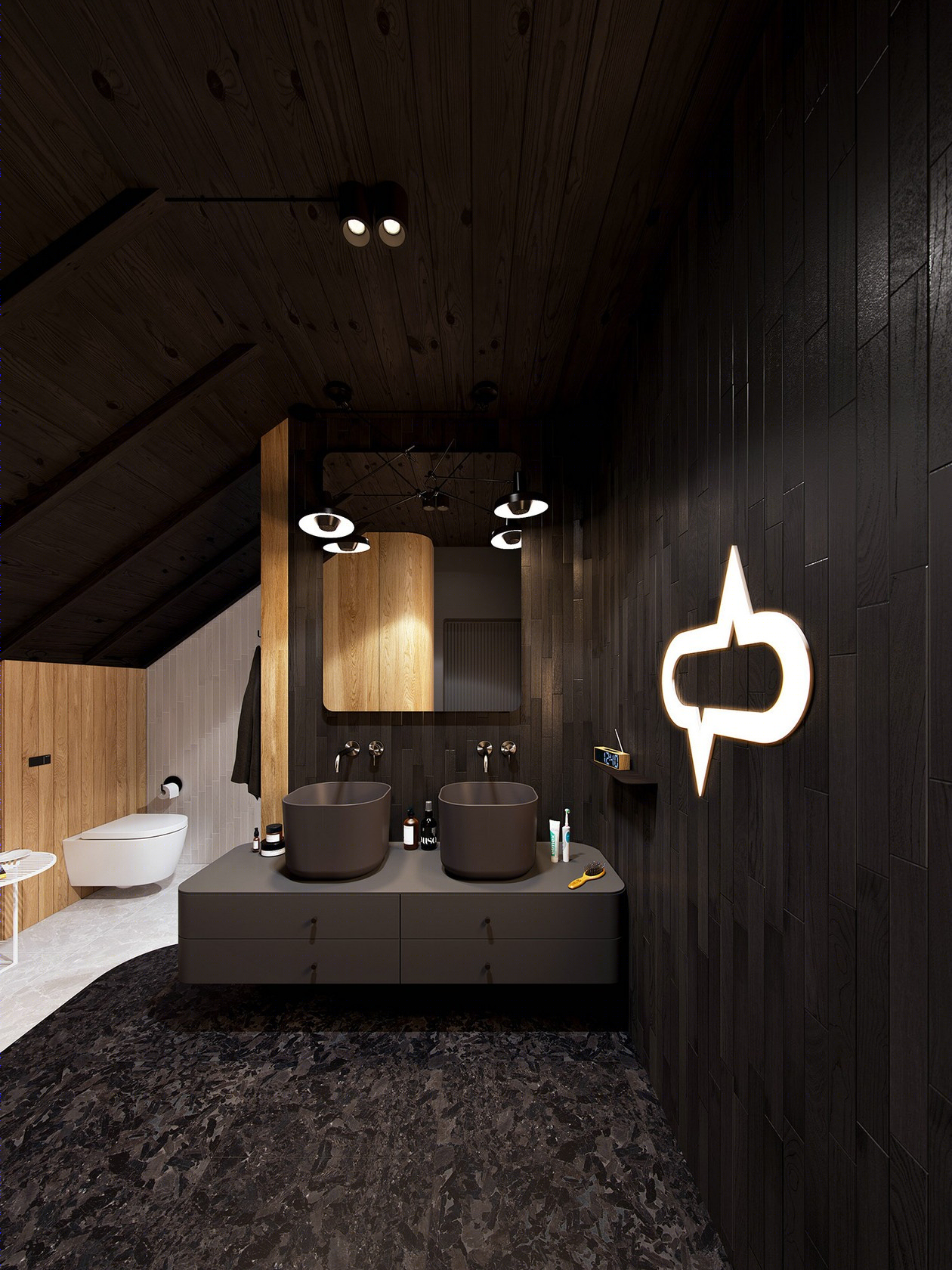 原木+高级黑 演绎气质非凡的空间格调-23