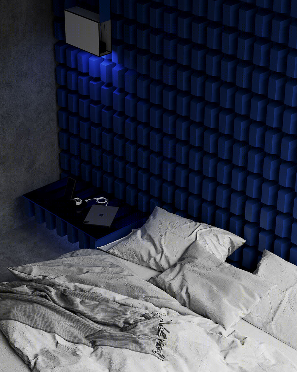 梦幻蓝调卧室丨Alina Larionova-5