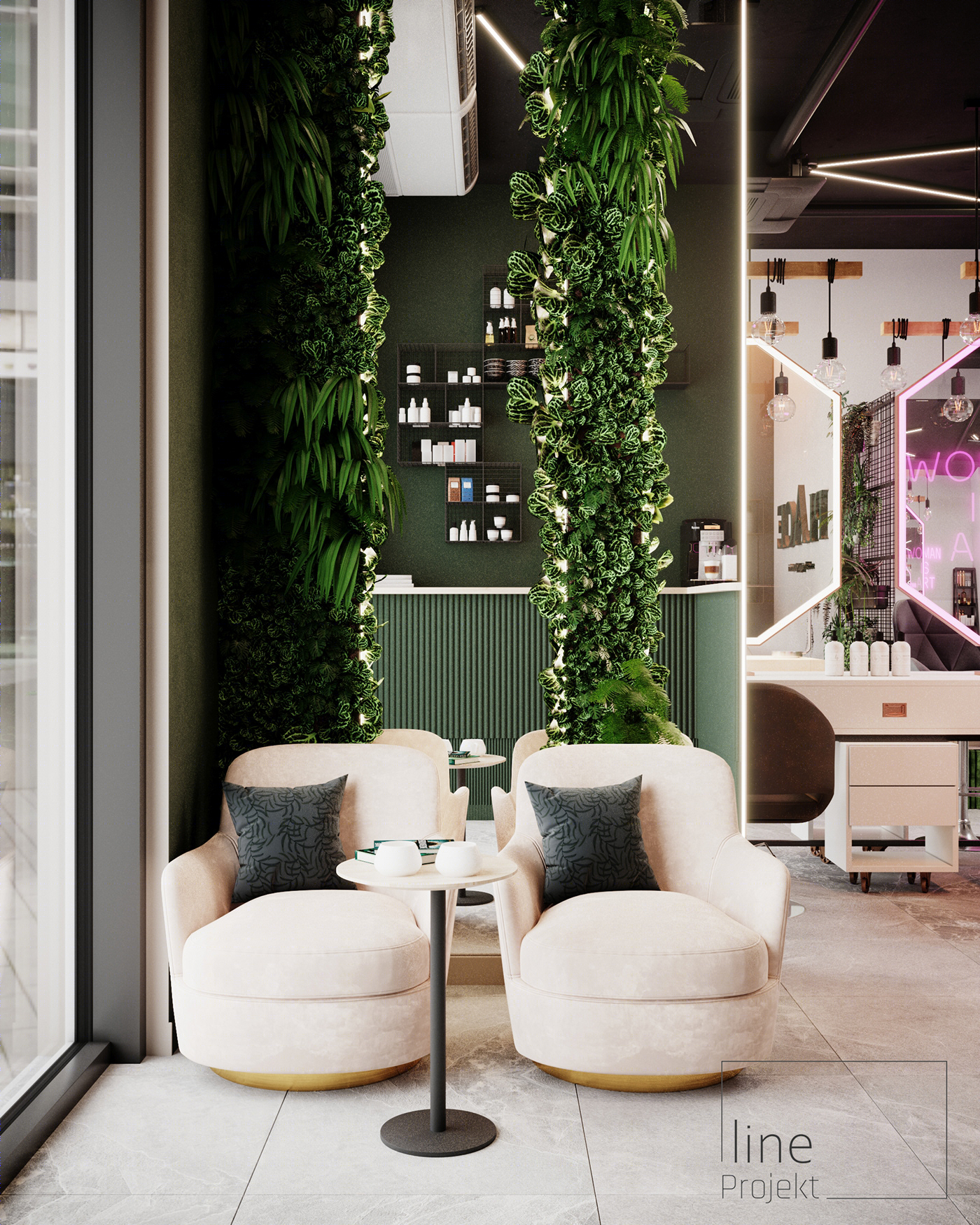 Anastasiya Gushchina丨美容院 | 3D visualization of a beauty salon for Line Project-1