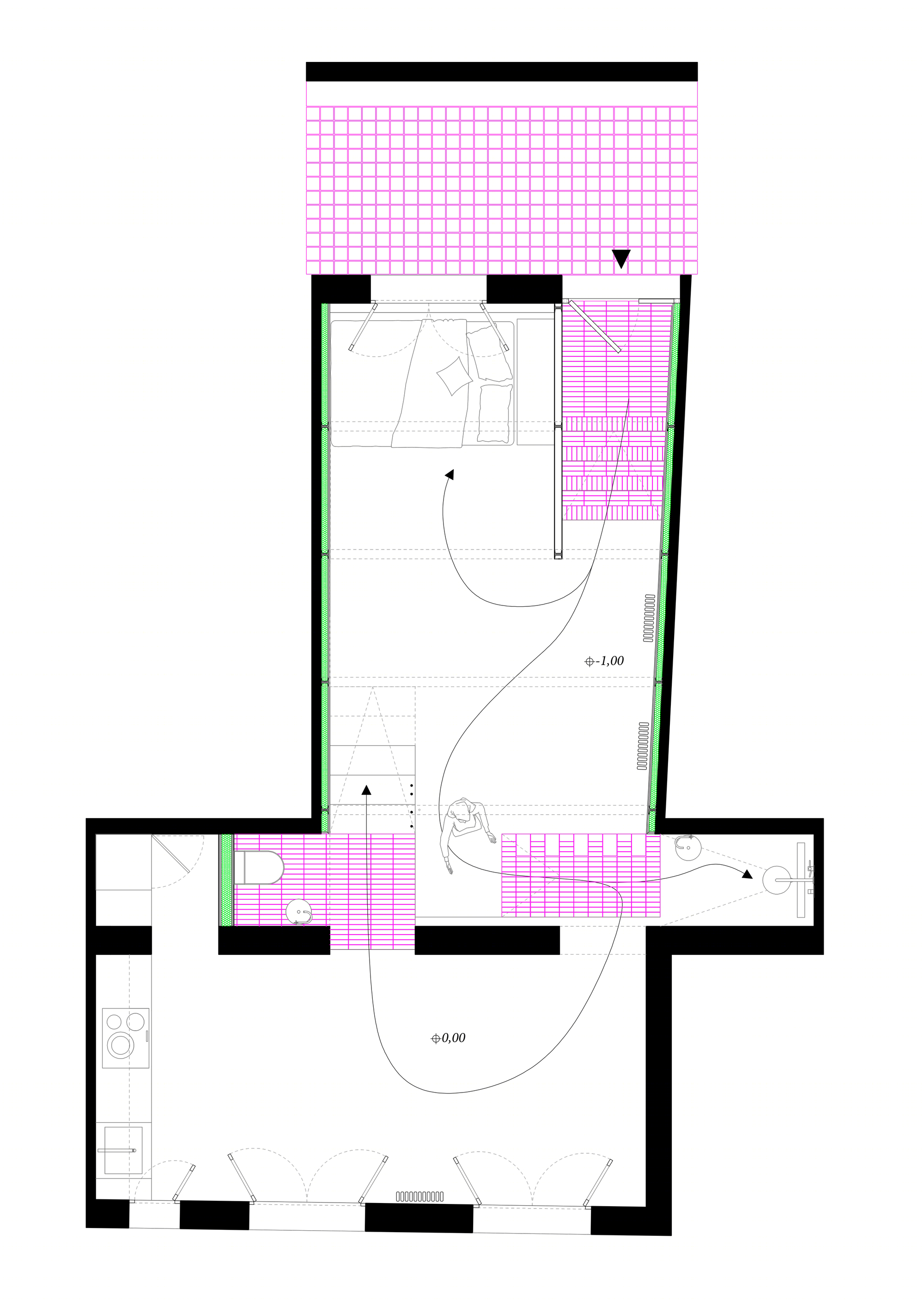 Madrid 公寓创意改造 | 垂直空间与砖艺的完美融合-20