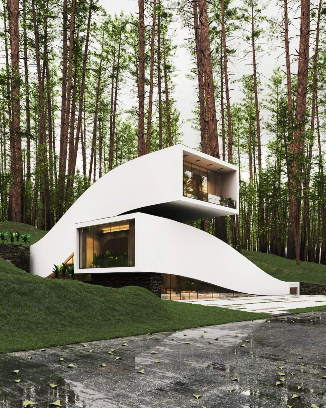 瑞士林地绿色奢华住宅丨伊朗建筑室内设计师 Milad Eshtiguashi-0