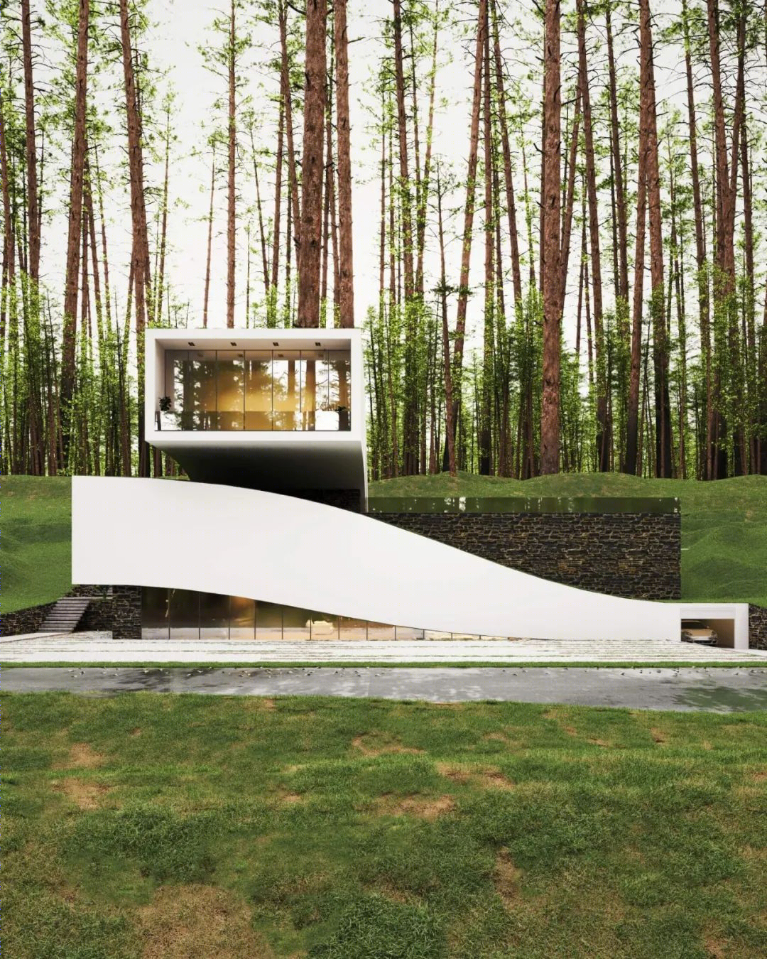 瑞士林地绿色奢华住宅丨伊朗建筑室内设计师 Milad Eshtiguashi-5