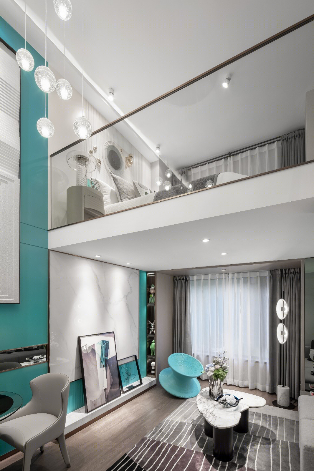 Tiffany 蓝主题 LOFT 公寓丨纱纱优家空间设计-8