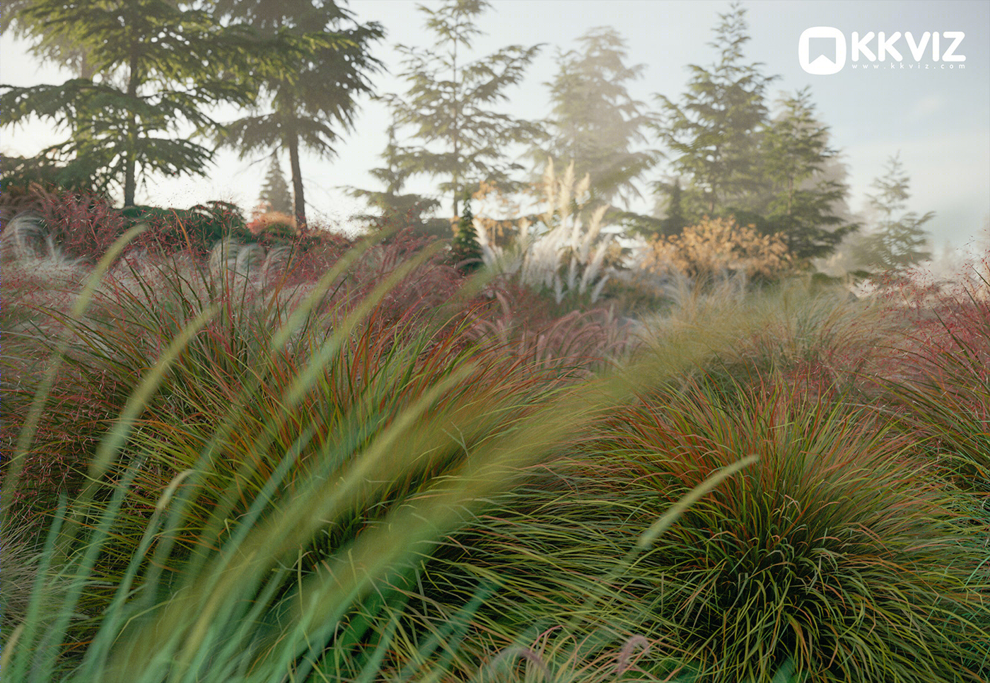 KKVIZ Pack 02 - Grasses 3d Model Collection 提升景观设计真实感-17
