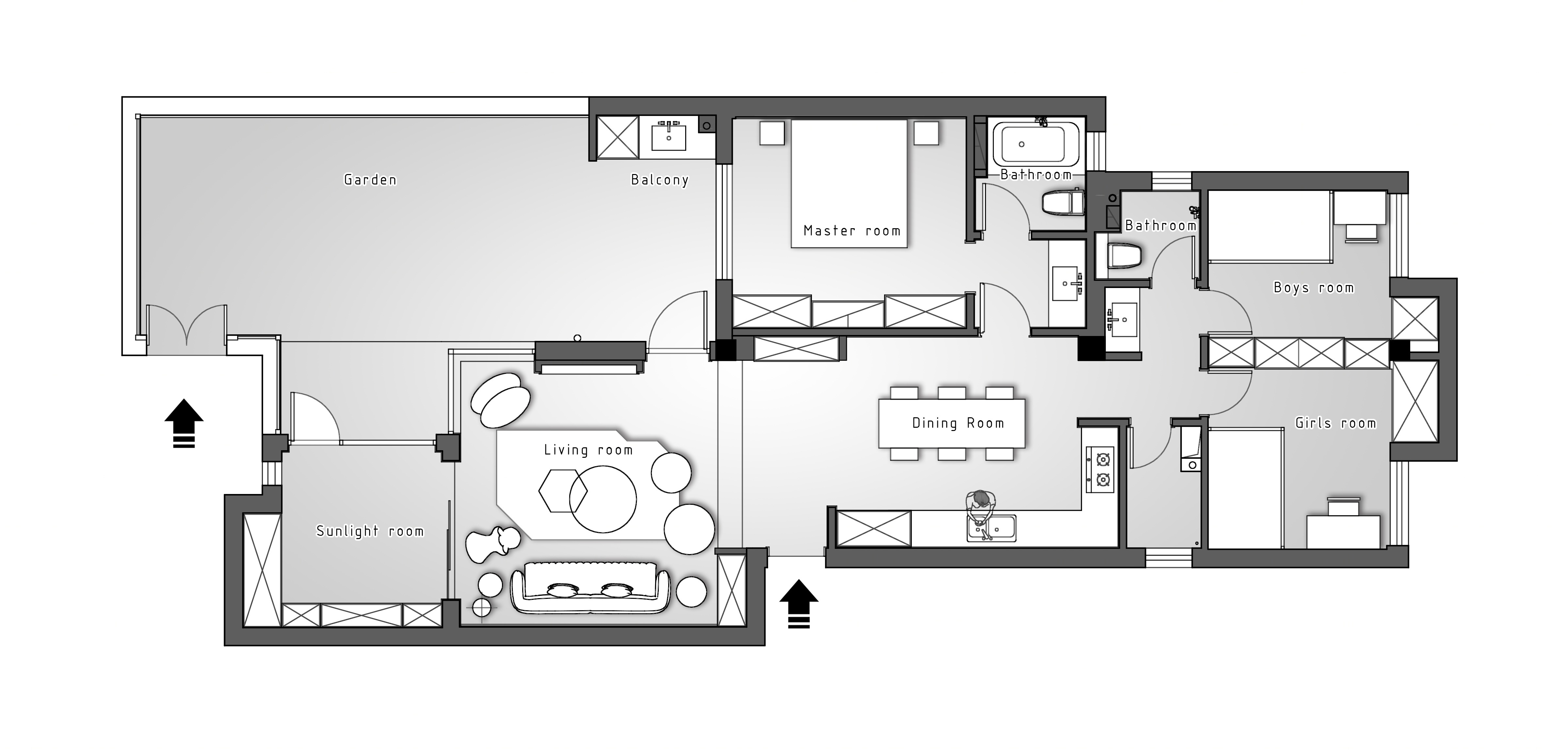 破旧二手房爆改四房：明亮大客厅2个儿童房-2