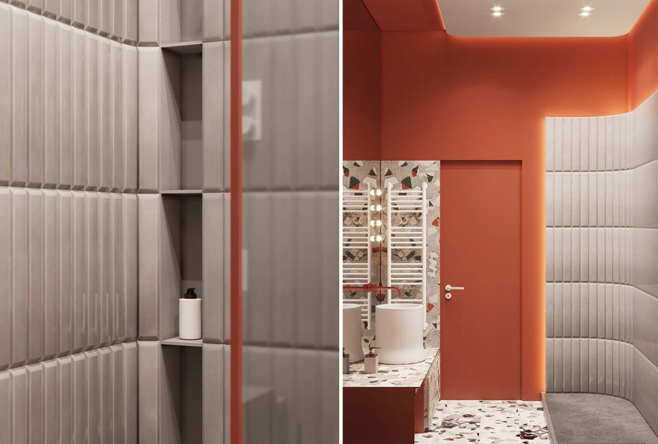 乌克兰基辅一室户公寓，色彩与材料打造轻奢时尚家居-43