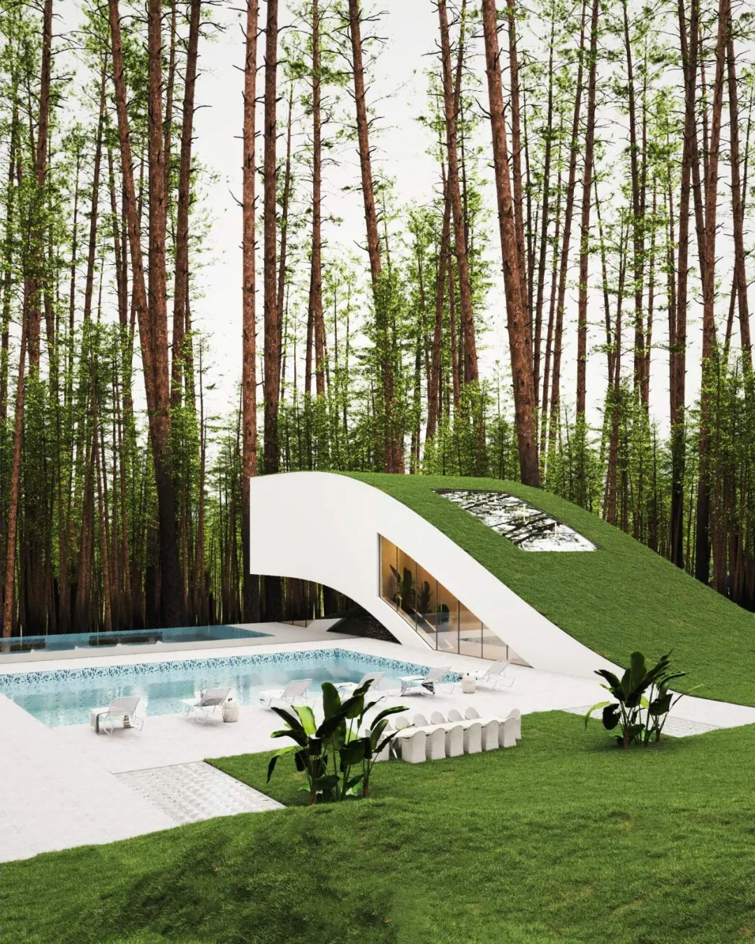 瑞士林地绿色奢华住宅丨伊朗建筑室内设计师 Milad Eshtiguashi-9