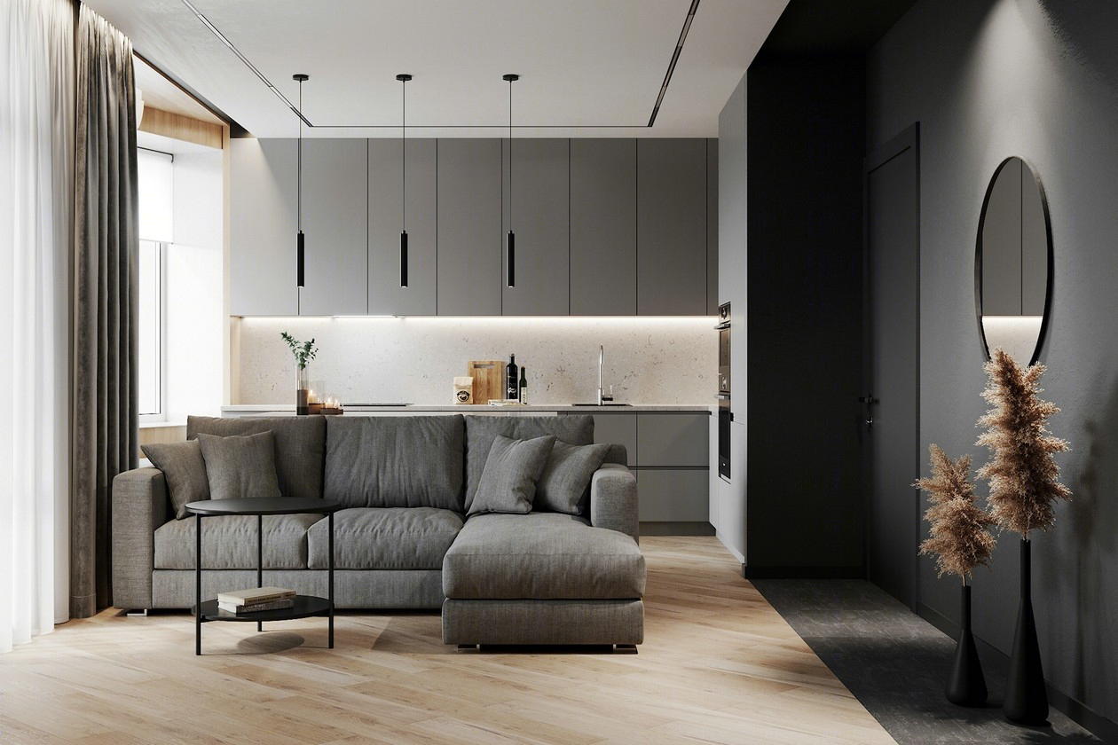 圣彼得堡住宅区的简约公寓-1