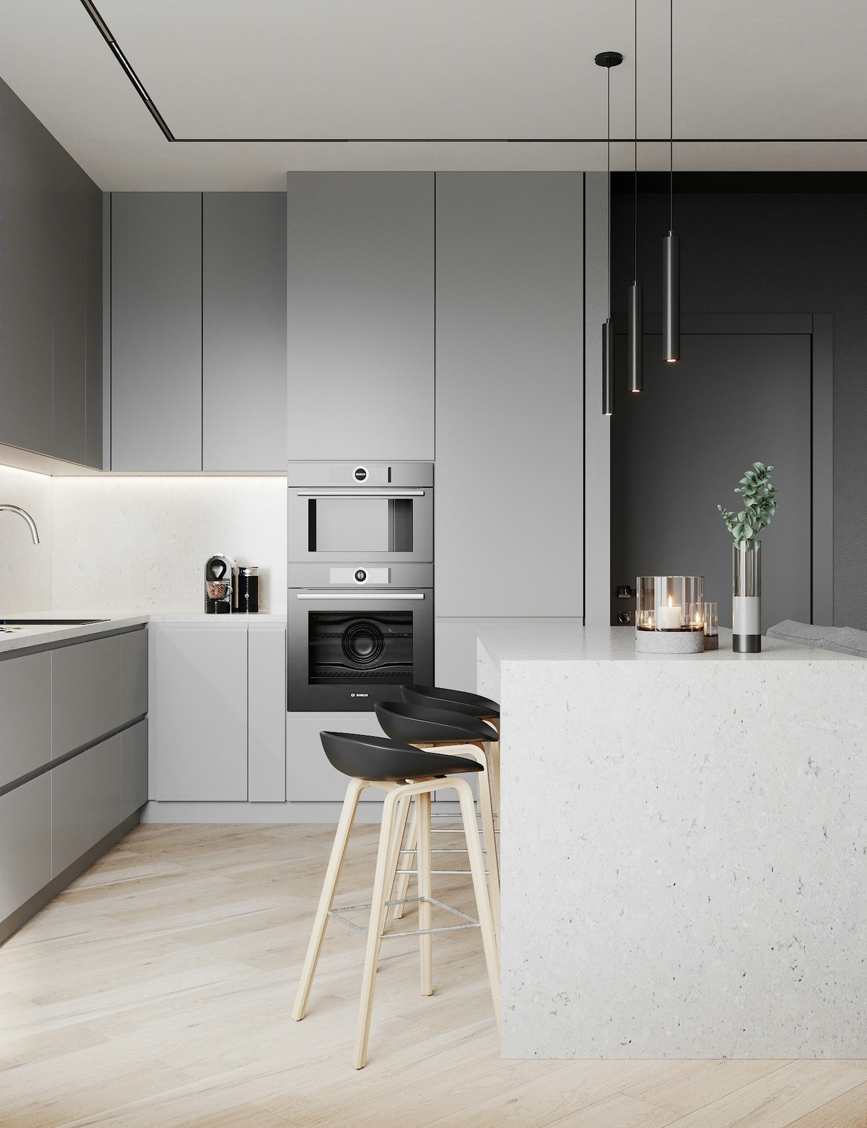 圣彼得堡住宅区的简约公寓-3