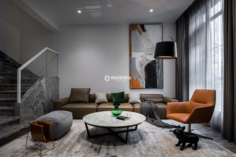 重庆都铎庄园联排中户现代混搭风格装修设计案例作品-0