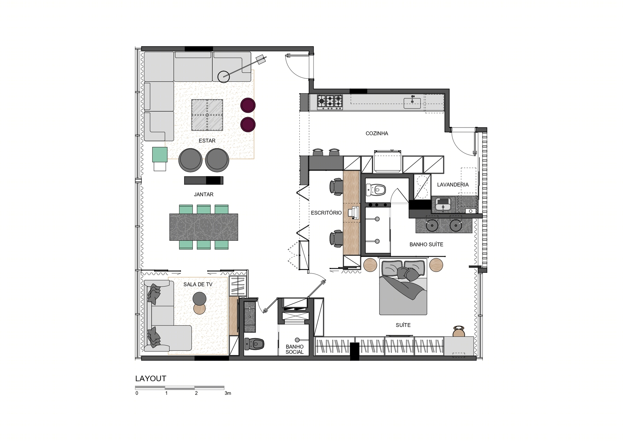 巴西 Merlot 公寓室内设计-2