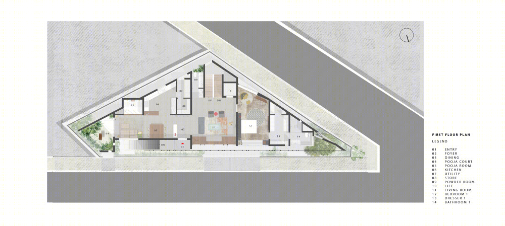 班加罗尔“隐身”三角住宅设计-23