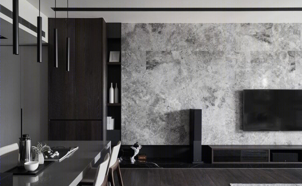 深木遇上大理石，打造现代住宅空间-2