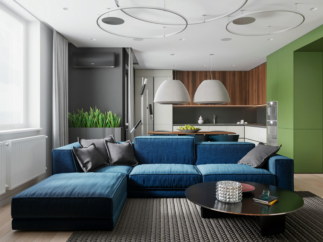 温暖清新蓝绿撞色系设计 点亮时尚多彩空间-0