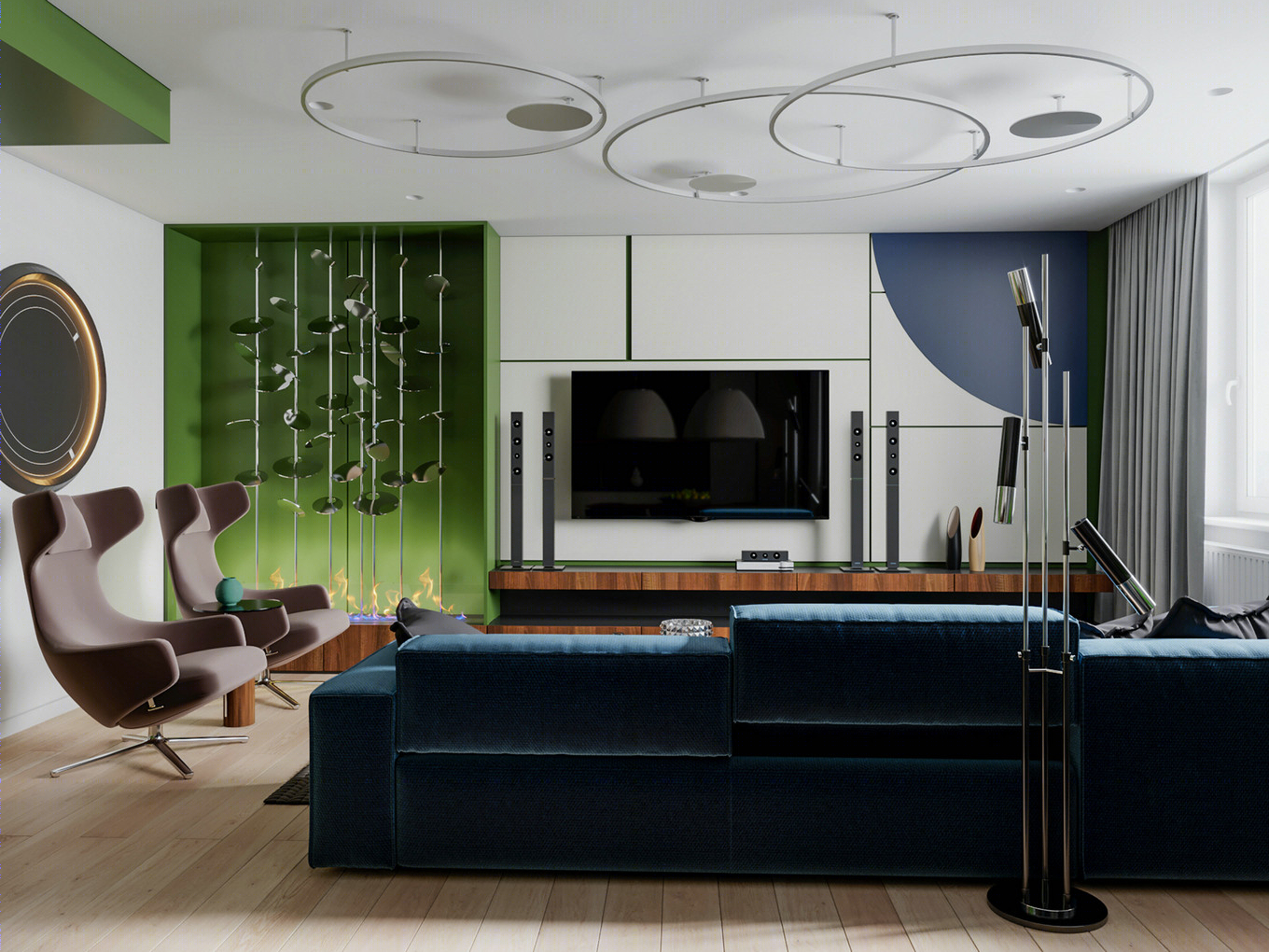 温暖清新蓝绿撞色系设计 点亮时尚多彩空间-2