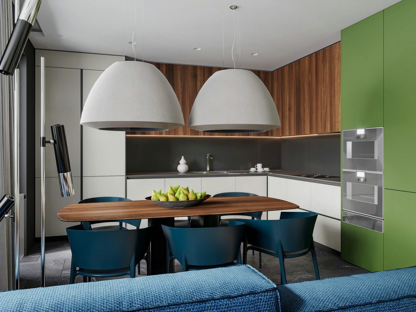 温暖清新蓝绿撞色系设计 点亮时尚多彩空间-6