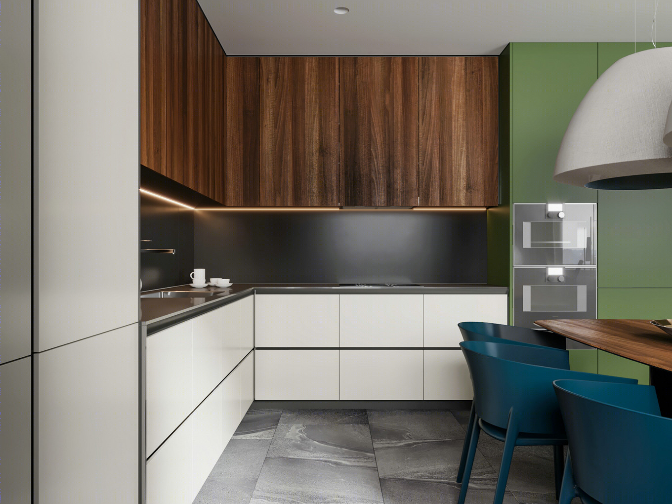 温暖清新蓝绿撞色系设计 点亮时尚多彩空间-8