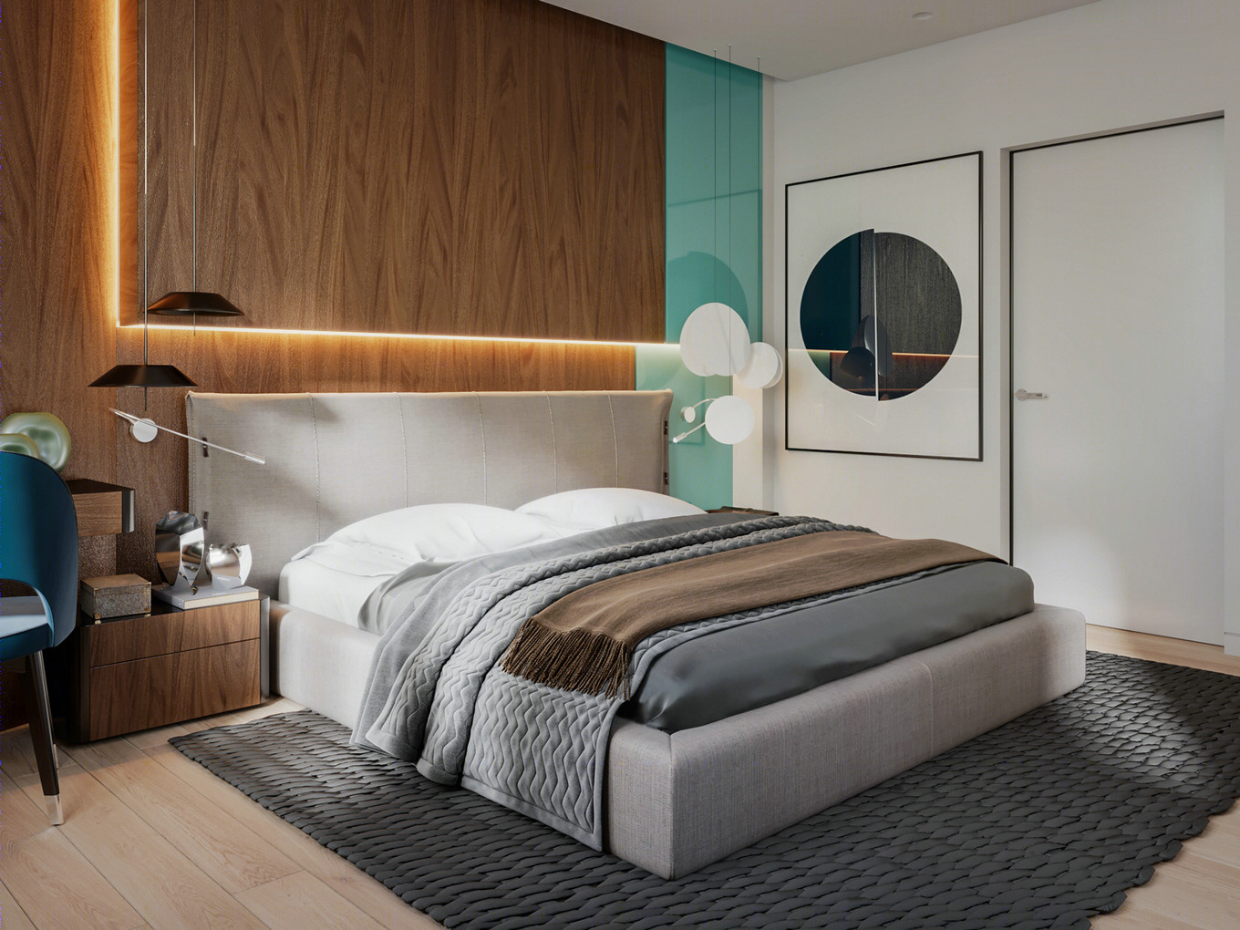 温暖清新蓝绿撞色系设计 点亮时尚多彩空间-20