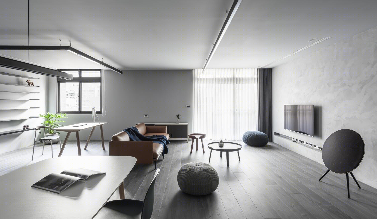 湜湜空间设计 | 现代简约混搭风， 黑白灰的时尚美家！-0