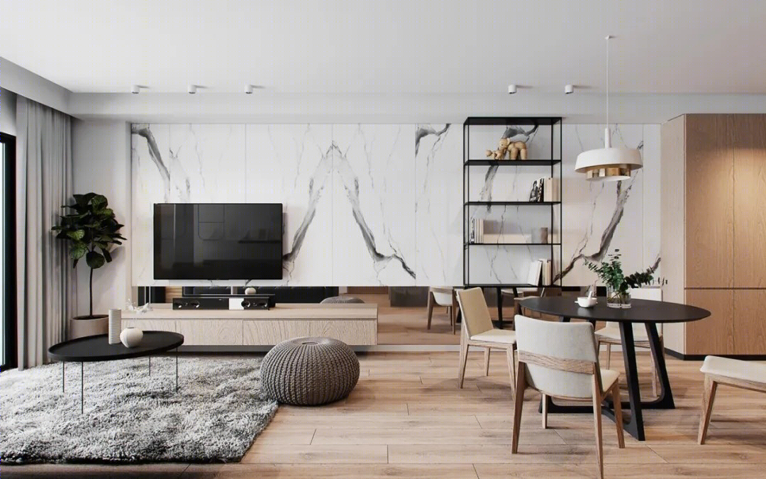 国外 105㎡现代简约住宅，时尚清新品味奢华-2