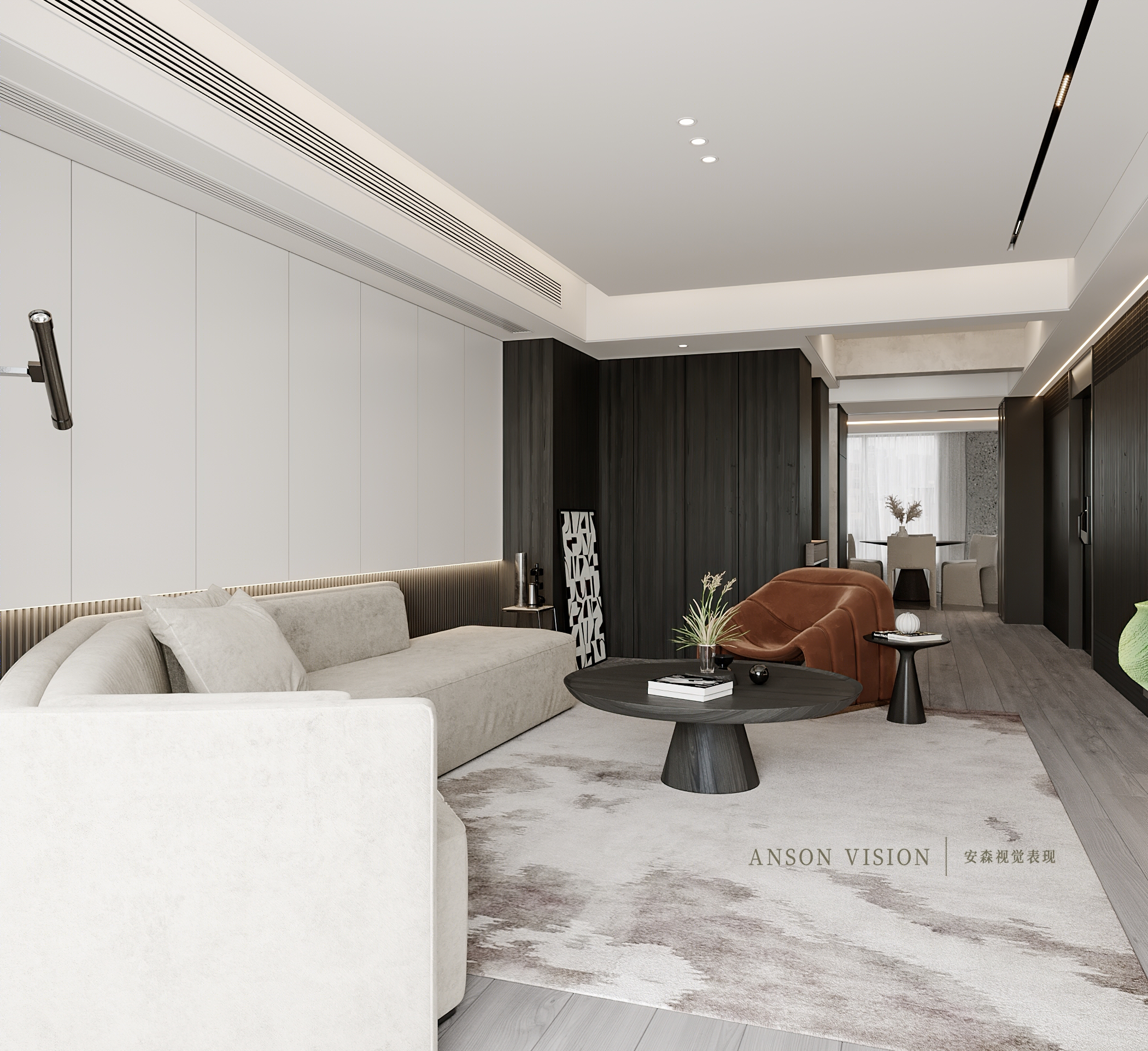 黑白简约现代住宅设计丨Ansonvision·蒙头睡-10