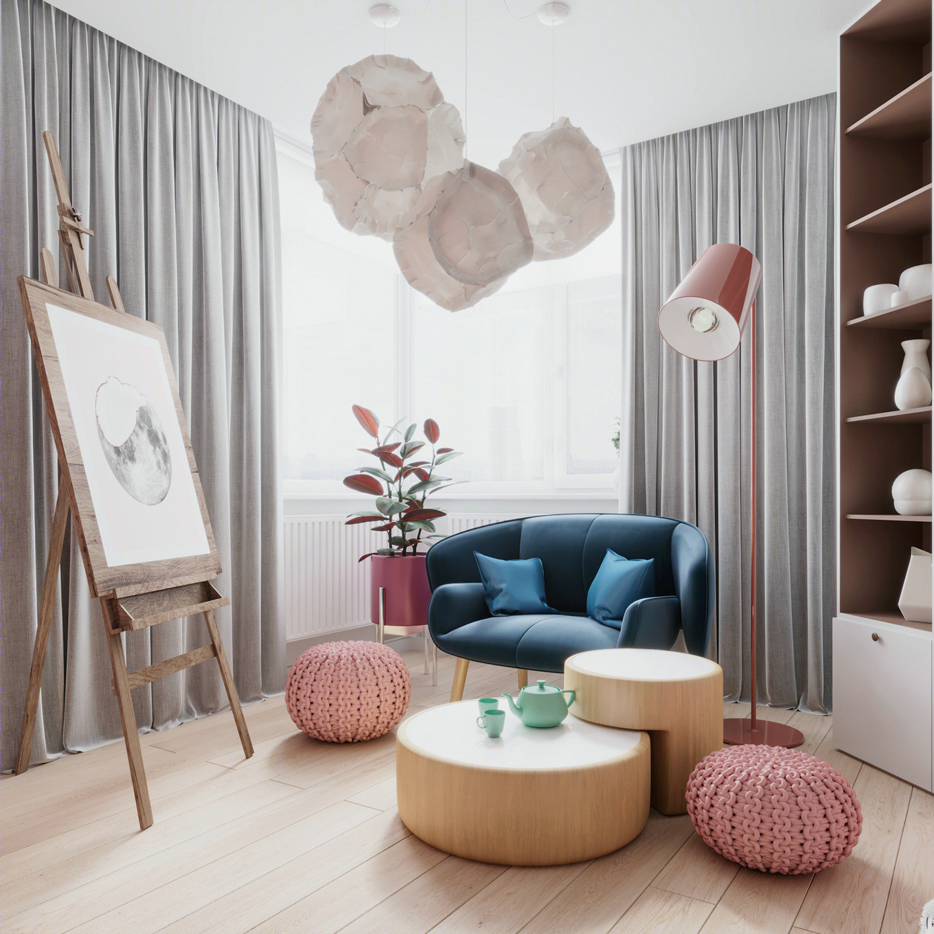 温暖清新蓝绿撞色系设计 点亮时尚多彩空间-34