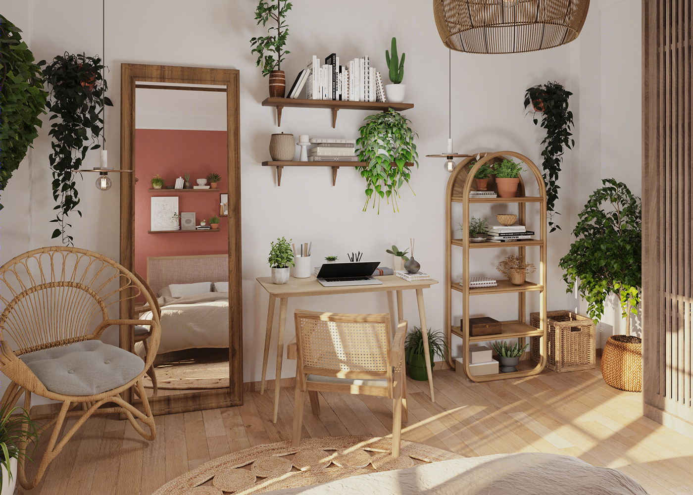 简嫃的桃红波希米亚卧室设计-2