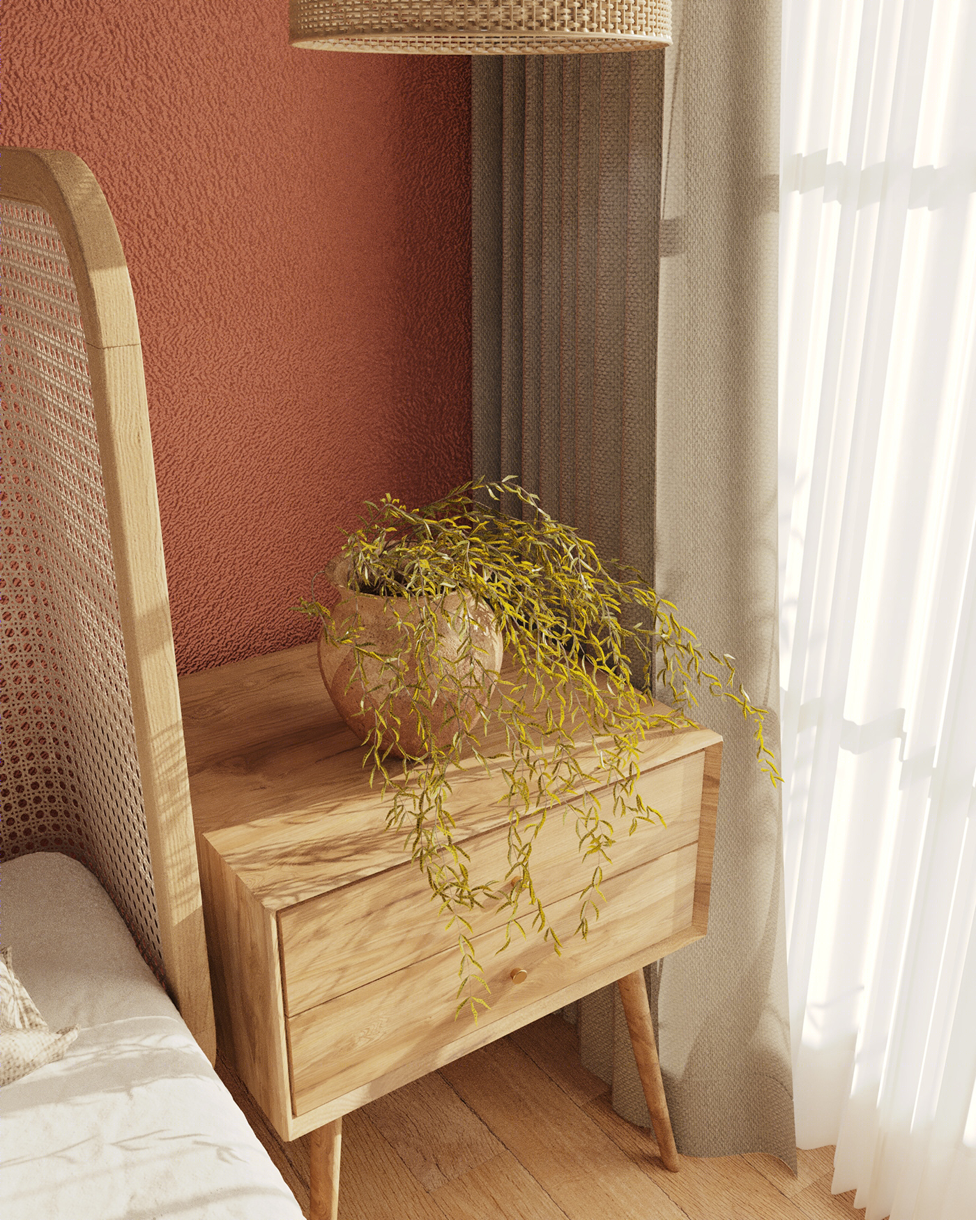 简嫃的桃红波希米亚卧室设计-4