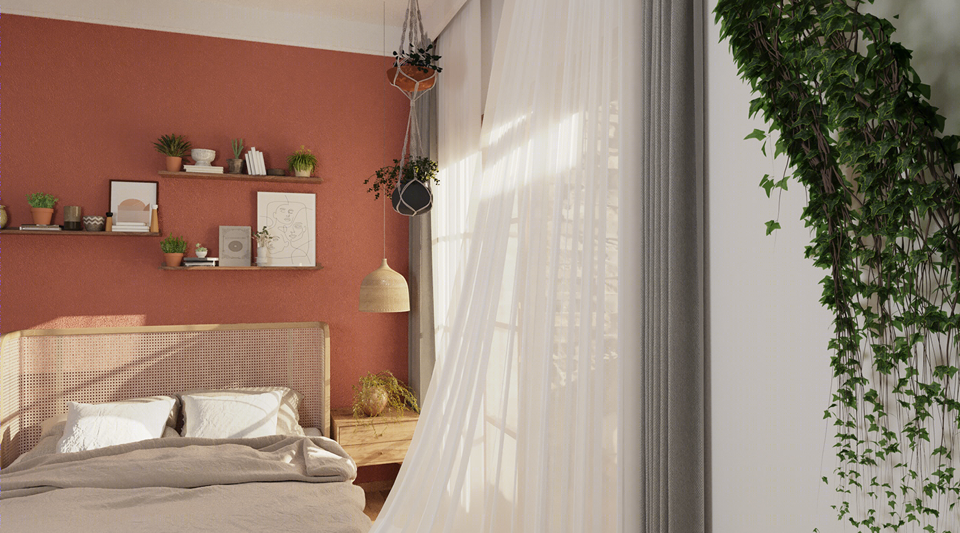 简嫃的桃红波希米亚卧室设计-5