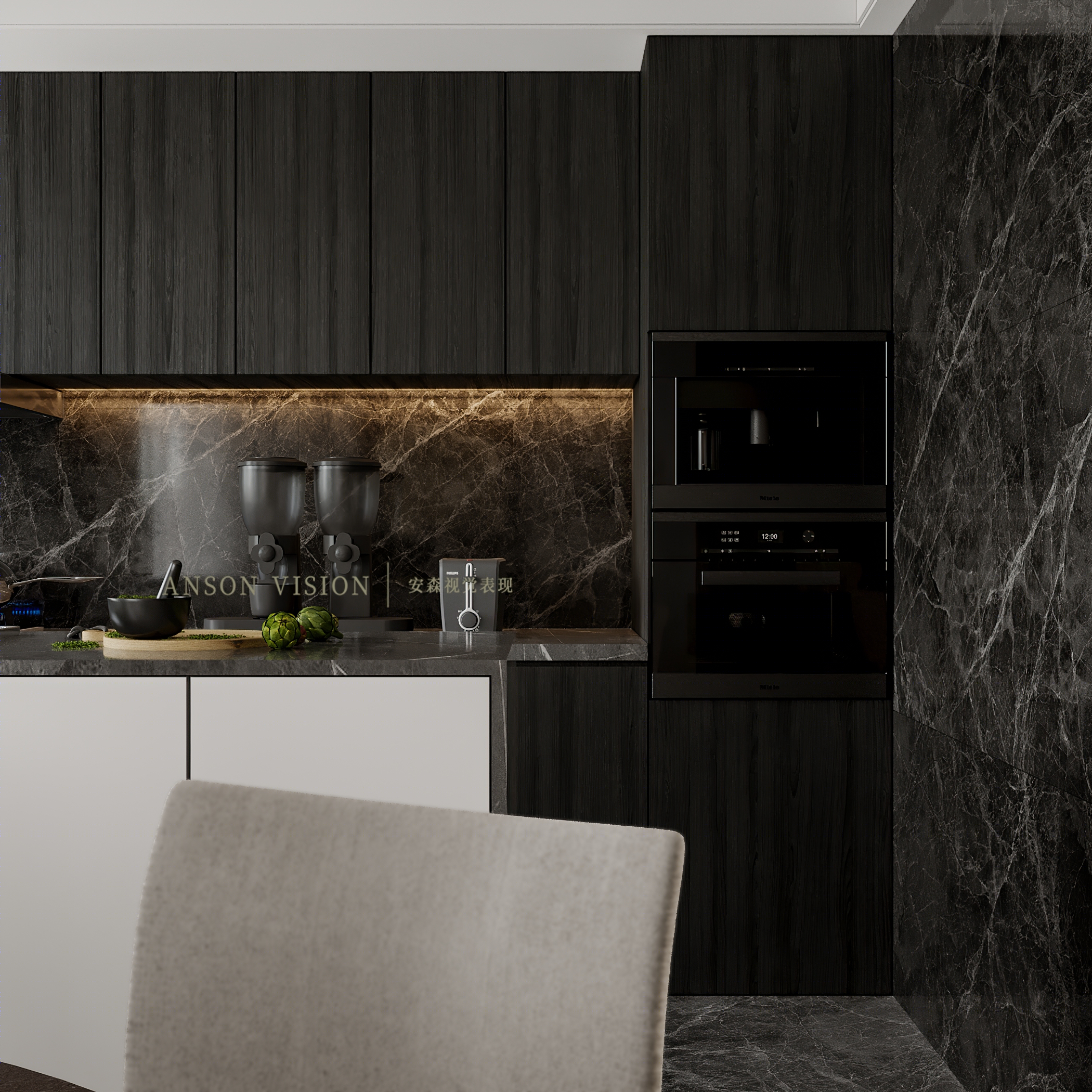 黑白简约现代住宅设计丨Ansonvision·蒙头睡-14