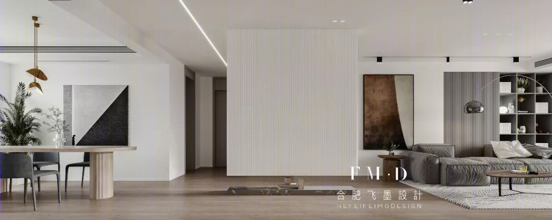 飞墨新作 | 148㎡现代简约,水泥墙、木地板的个性空间-2
