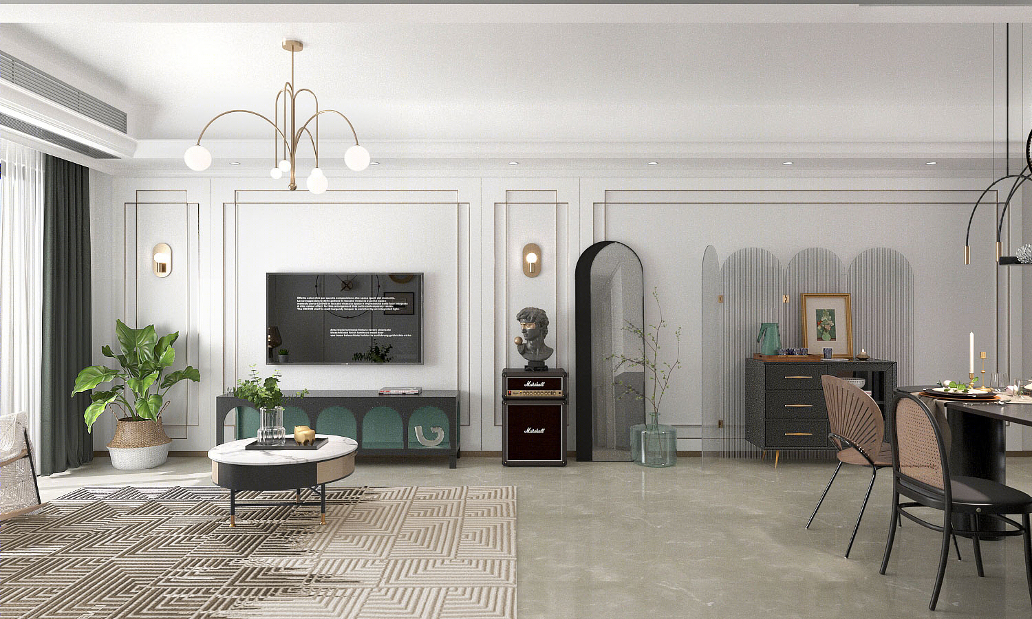 深圳丰华珑远翠珑湾现代美式混搭风家居设计-7