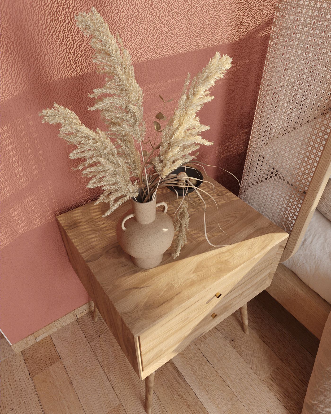 简嫃的桃红波希米亚卧室设计-7