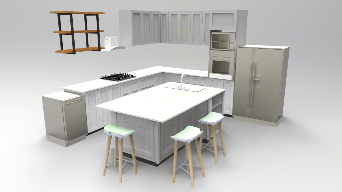 Cocina en L con isla central Vintage-0