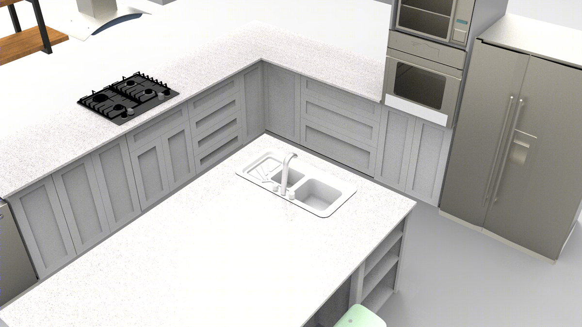Cocina en L con isla central Vintage-2