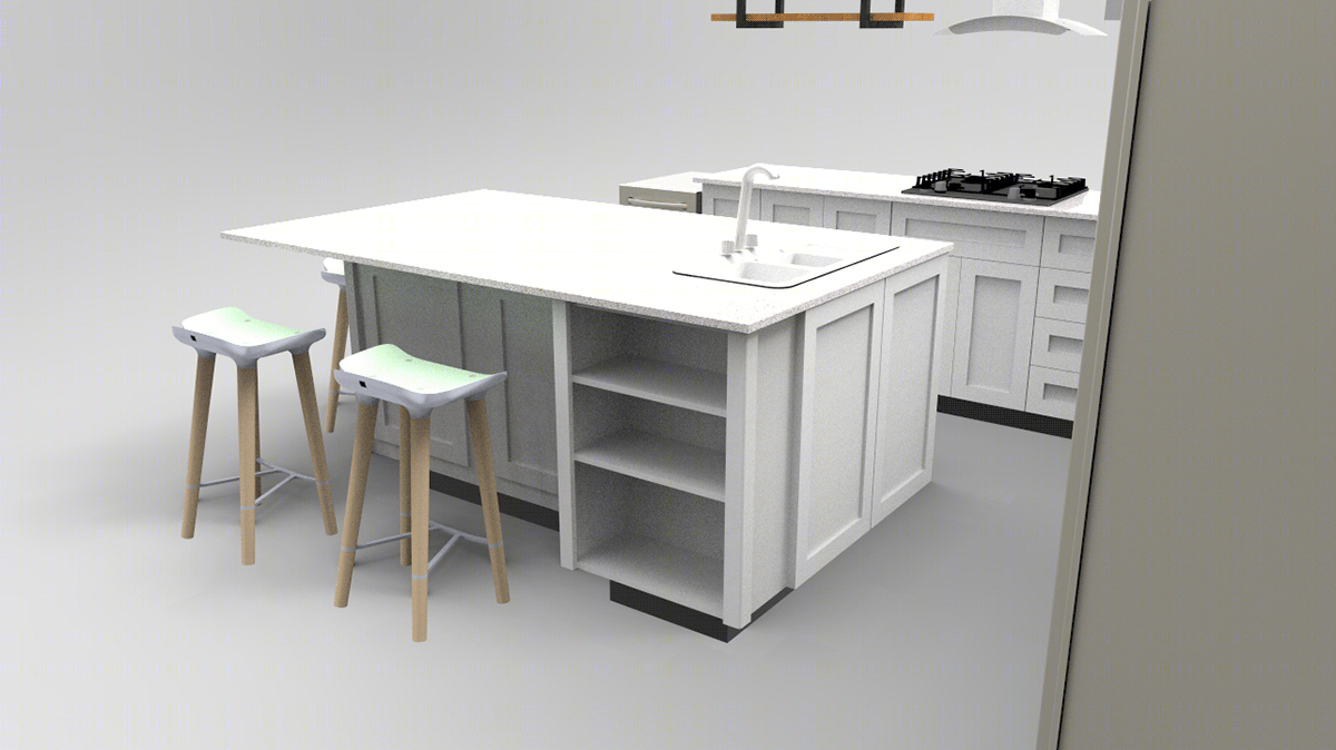 Cocina en L con isla central Vintage-1