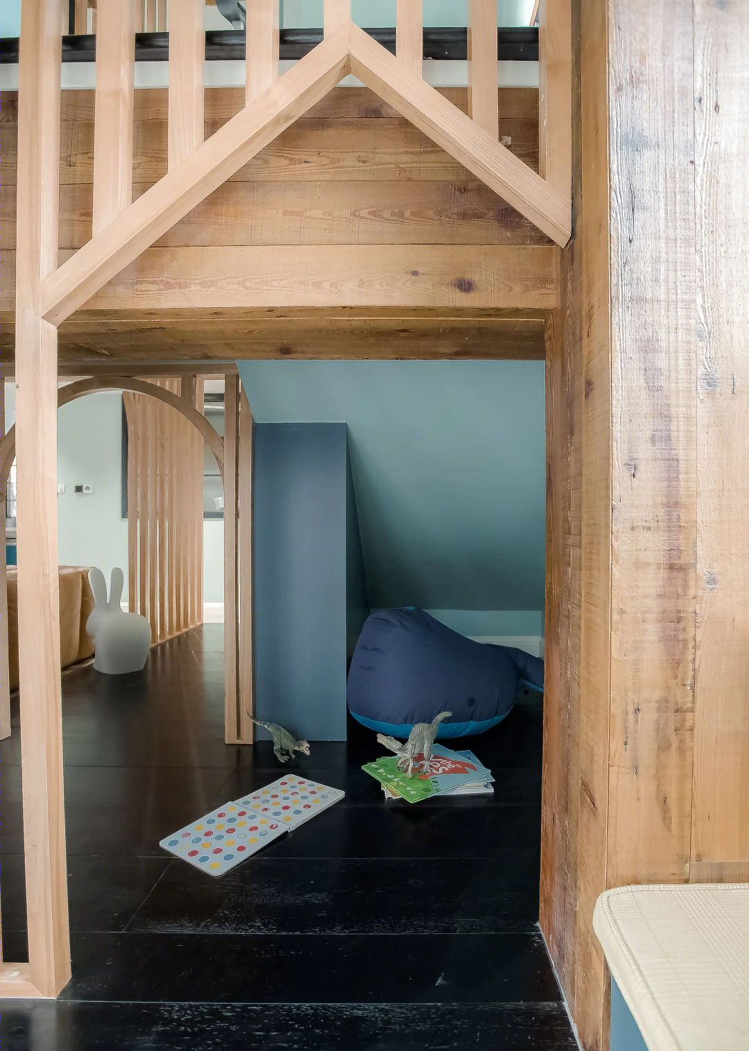 双人树屋、梯下“游戏盒”，还有攀爬架...这么装，无论家里几个娃都能轻松搞定！-16